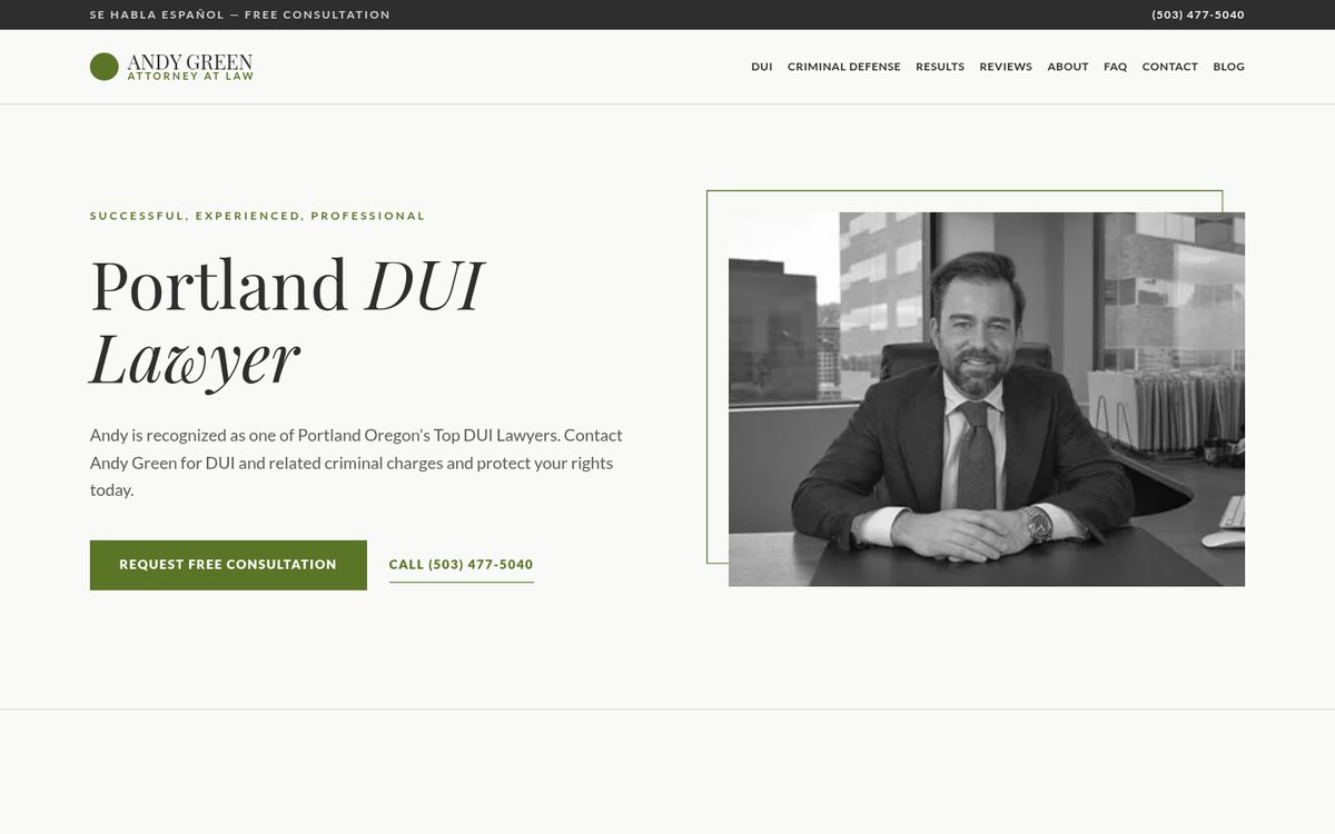 Screenshot of the Andy Green Law site rebuild, work in progress